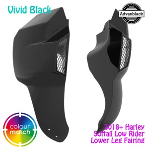 Vivid Black Plastic Lower Leg Fairing fit 18+ Harley M8 Softail Low Rider S ST - Foto 1 di 4