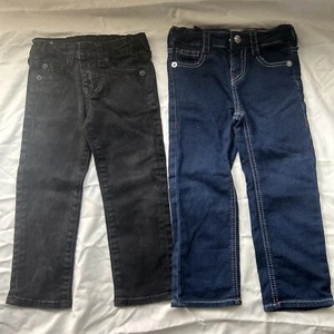 True Religion Boys Jeans Lot (2 Pairs) - 1 Black And 1 Blue Jean Size 4 - Picture 1 of 6