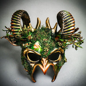 Fire Devil Masquerade Costume Magical Horned Halloween Mardi Gras Party Masks