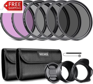 NEEWER 52Mm Lens Filter Kit: UV, CPL, FLD, ND2, ND4, ND8, Lens Hood and Lens Cap - Picture 1 of 12