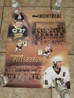 Penguins VINTAGE POSTER Mario Lemieux Made in Montreal Perfected in Pittsburgh  - Image 1 of 4