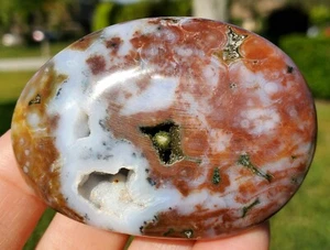 Jaspe Ocean Madagascar/NUEVO 8A VENA!/62 mm Palmstone/PRECIOSO/MAROVATO ¡OJ/RARO! - Imagen 1 de 12