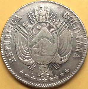Bolivia 1 boliviano 1865 24,95g plata - Imagen 1 de 8