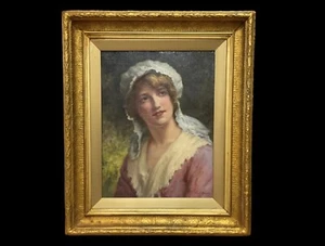 Antique Oil On Canvas Painting Of A Lady By Frederick James Knowles 1874-1931 - Picture 1 of 9