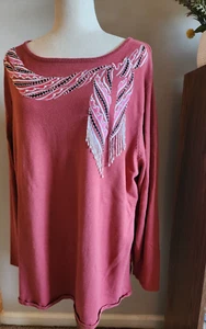 Vintage Bob Mackie Wearable Art Sweater Rose Pink Embroidery Y2k Women’s 2X - Bild 1 von 12