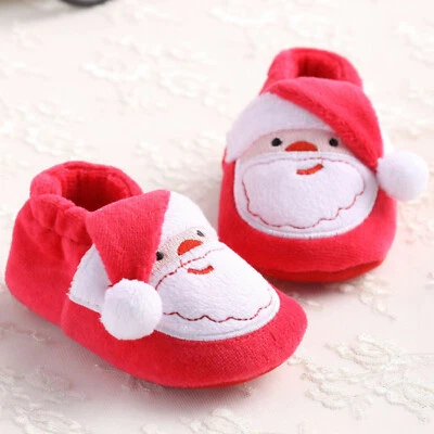 Recién Nacido Bebé Niña Niño Navidad Papá Noel Cálido Invierno Zapatos Zapatillas Botas Prewalker Foto 1 de 4