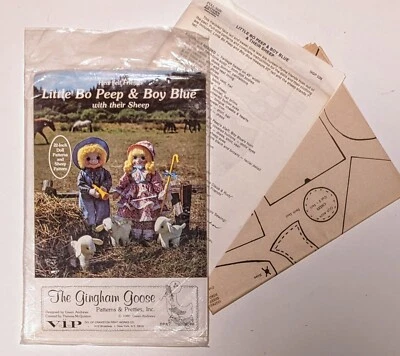 1980 Little Bo Peep & Boy Blue & Sheep Craft Sewing Pattern Gingham Goose UNCUT - Image 1 of 3