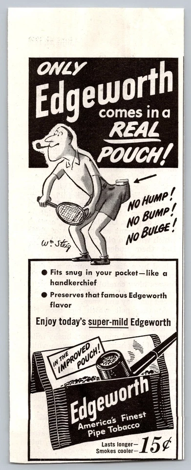 1950 Post Impresión Anuncio Edgeworth Pipa Tabaco Bolsa Real Fumar 7 X 2.5 Foto 1 de 1