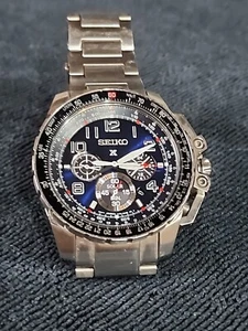 Seiko Prospex Solar Chrono V175-0CZ8 Solar Blue Dial Men's Stainless Watch - Picture 1 of 19