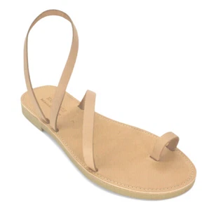 Ancient Greek Leather Sandals Handmade LaceUp Slide Handcrafted Flat Womens Toe - Picture 1 of 4