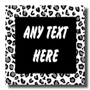 White Leopard Print Personalised Drinks Mat Coaster - Picture 1 of 1