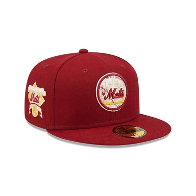 New York Mets New Era Cardinal Sunshine 59FIFTY Hat 1969 WS Patch Size 7 1/4 - Image 1 of 4