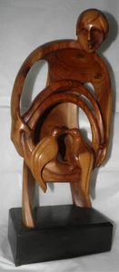 Monumentale RUBEN POTOSI '93 Handgeschnitzt Holz Abstrakt MAN & LOVEBIRDS Skulptur - Bild 1 von 10
