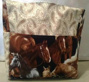 Caballos Vaqueros Western Marrón Sillín Paisley Cartera/Bolso Proyecto Hecho a Mano 12x12 - Imagen 1 de 8