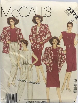 Jacket Top Skirt Pants Size 12 M2372 Uncut 80s Sewing Pattern - Image 1 of 2