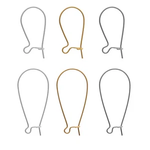 Metal Safety Kidney Earring Wire Hooks Findings 21mm or 33mm * Different Colors - Picture 1 of 5