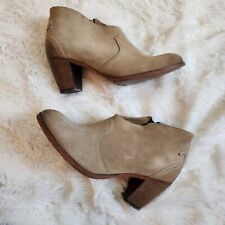 Johnston & Murphy low ankle taupe suede leather heel bootie zipper sides size 6