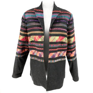 Coldwater Creek Jacket Plus W18 18W Gray Lined Embellished Ribbons Sequins Beads - Picture 1 of 16