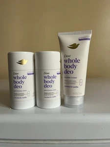 3x DOVE WHOLE BODY DEODORANT ANTI-FRICTION STICK COCONUT & VANILLA 2.6 OZ -5 Lot - Picture 1 of 1