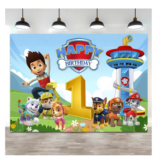 Póster personalizado de cumpleaños de la Patrulla Canina con nombre para niños edad cachorro pancarta Foto 1 de 1