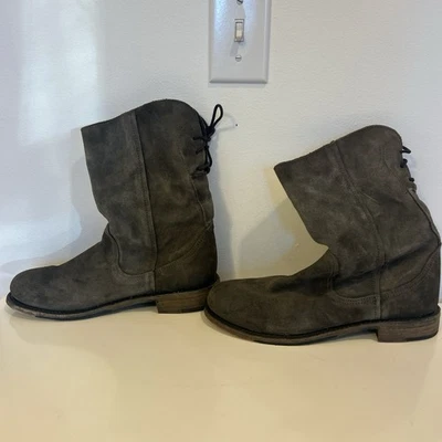 Женские серые замшевые сапоги Vintage Show Company на лодыжке. Размер 7 1/2 - Изображение 1 из 4