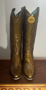 Corral Women's Exotic Python Skin Western Boot Snip Toe Brown Size 11M A3667 - Picture 1 of 17