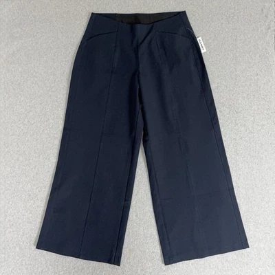 Old Navy Wide Leg Dress Pants Womens Large Petite Pixie Navy Blue Pull On New - Image 1 of 4