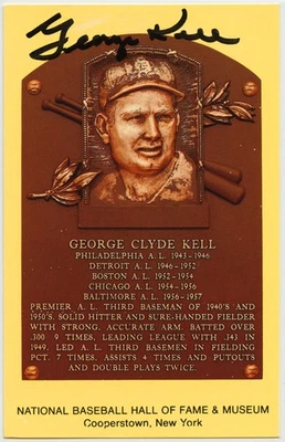 George Kell Signed Autographed HOF Plaque Postcard Post Card PSA/DNA - Image 1 of 3