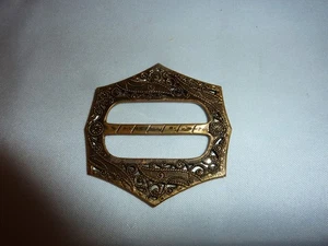 GORGEOUS ANTIQUE ART NOUVEAU CZECHOSLOVAKIA BUCKLE GOLD TONE FILIGREE - Picture 1 of 5