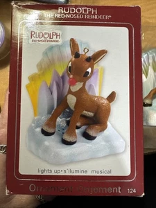 Tarjetas Carlton reliquia adorno de Navidad Rudolph juguetes inadaptados trabajo de luz y música - Imagen 1 de 15