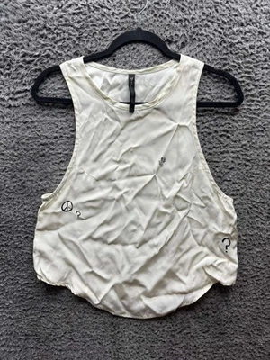 Regata atlética Veda estampa gráfica mistura de algodão cropped branca feminina tamanho P - Imagem 1 de 4