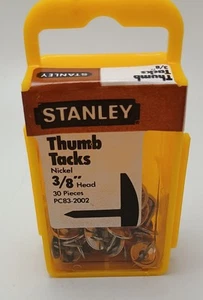 STANLEY NICKEL THUMB Tacks PC83-2002 3/8" 30 Tacks  Total Brand-NEW - Picture 1 of 2