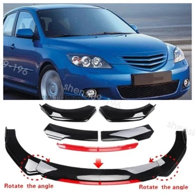 Front Bumper Lip Chin Spoiler Splitter Kit Glossy Red For Mazda 2 3 5 6 Sedan Foto 1 de 4