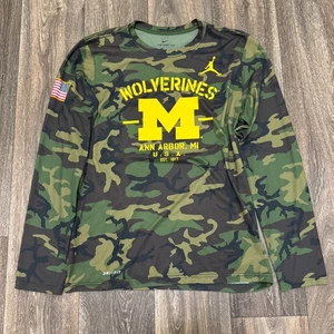 Nike Air Jordan Michigan Wolverines Shirt Mens Large Camo Military Appreciation - Picture 1 of 11
