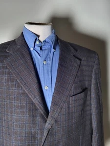 Chaqueta Blazer 44R Zanella Azul y Marrón Franela Lona Tweed LANA CACHEMIR a Cuadros - Imagen 1 de 8