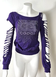 COOGI Damen lila Strass & Fransen Ärmel Gummibund Größe S - Bild 1 von 8