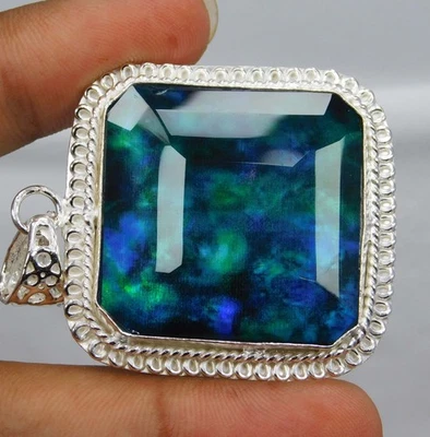 94,05 ct natürlicher Ammolith Anhänger 925 massiv Silber Asscherschliff lose ... - Bild 1 von 4