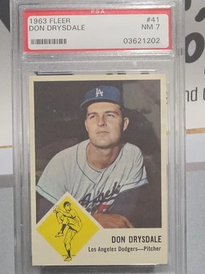 1963 Fleer Don Drysdale #41 PSA 7! Dodgers! HOF! - Imagem 1 de 4