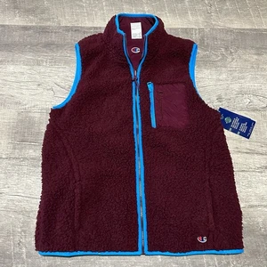 Champion NEU kuschelige Sherpa-Wendeweste Damen S dunkelbeere durchgehender Reißverschluss Taschen - Bild 1 von 12