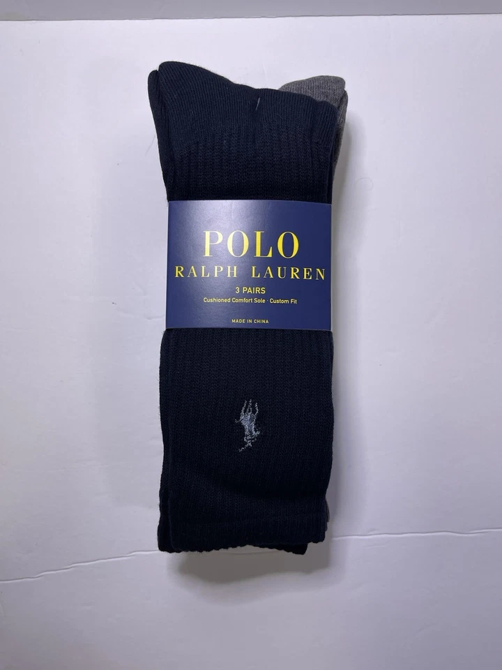 Polo Ralph Lauren 8428PK Cushioned Foot Ribbed Crew Sock - 3 Pack - Image 1 of 4