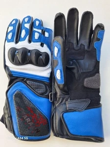 Motorcycle Racing Gloves Blue Black Leather Protective Motorbike Glove Customize - Picture 1 of 4