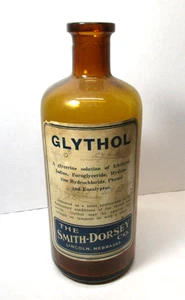 Antique GLYTHOL Bottle. The Smith-Dorsey CO. Amber Glass. EMPTY. 7.5" tall - Picture 1 of 4