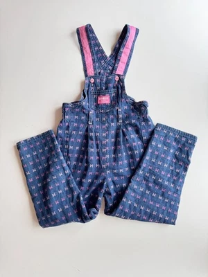 Mono vaquero azul bordado con lazo rosa OSHKOSH B'GOSH vintage para niñas, talla 6 Foto 1 de 4