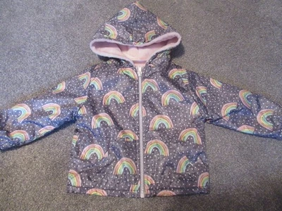 Girls Penelope Mack Rainbows & Polka Dots Faux Fur Lined Zip Jacket  18 Mos - Image 1 of 3