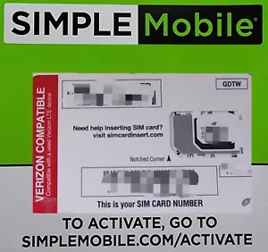 Simple Mobile SIM Card • T-Mobile Samsung Galaxy S10 S10 Plus S10+ S10E S10 E - Picture 1 of 1