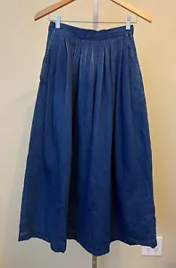 Vintage David Brooks Blue Denim Pleated A-Line Skirt Size 8 - Picture 1 of 5