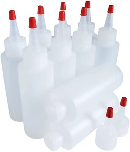 4oz HDPE Durable Plastic Squeeze Bottles with Yorker Red Cap Natural, 12 pack - Picture 1 of 2