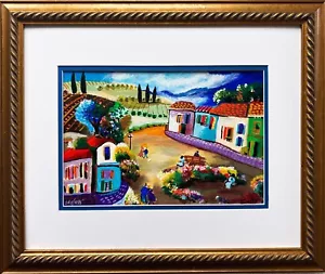 Shlomo Alter "Noches Perezosas" Firmado a Mano y # Serigrafía Enmarcado Arte Primitivo NUEVO - Imagen 1 de 5