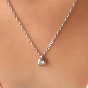 40.6cm HYPOALLERGENIC STAINLESS STEEL RHINESTONE PENDANT SILVER CHAIN NECKLACE - Picture 1 of 6