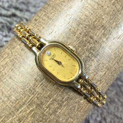 Seiko Women 1E20-6039 Diamond Accent Gold Tone Oval Quartz Analog Watch 5 3/4" - Image 1 of 4
